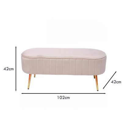 Loretta Stone Velvet Cushioned Bench Seat - Image 2