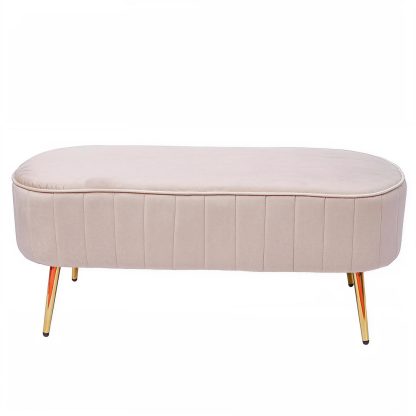 Loretta Stone Velvet Cushioned Bench Seat - Image 3