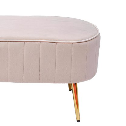 Loretta Stone Velvet Cushioned Bench Seat - Image 5