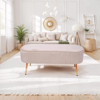 Loretta Stone Velvet Cushioned Bench Seat