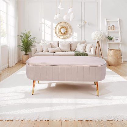 Loretta Stone Velvet Cushioned Bench Seat
