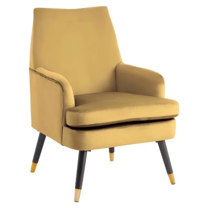 Loretta Accent Chair Mustard Velvet Padded Armchair - Image 5