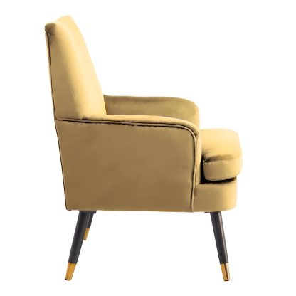 Loretta Accent Chair Mustard Velvet Padded Armchair - Image 8