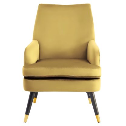 Loretta Accent Chair Mustard Velvet Padded Armchair - Image 4