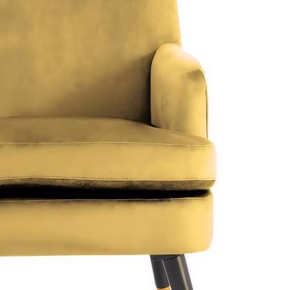 Loretta Accent Chair Mustard Velvet Padded Armchair - Image 7