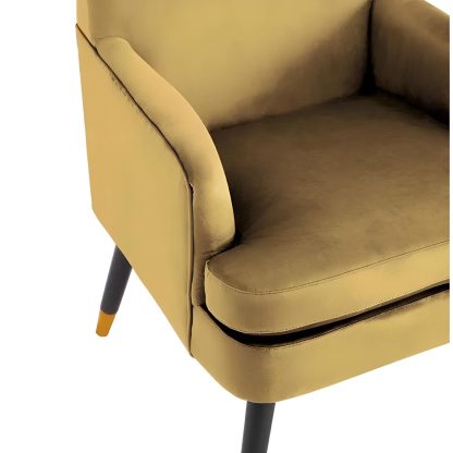 Loretta Accent Chair Mustard Velvet Padded Armchair - Image 6
