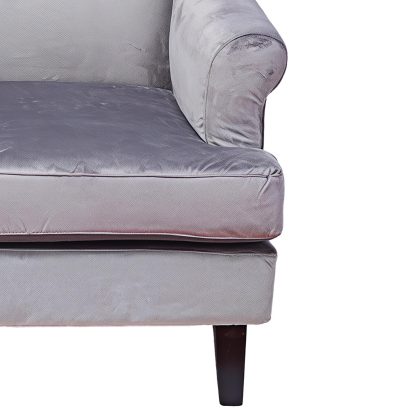Loretta Armchair Grey Velvet Cushioned Ribbed Back - Image 3