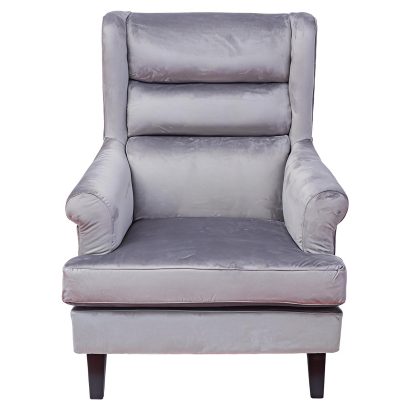Loretta Armchair Grey Velvet Cushioned Ribbed Back - Image 5