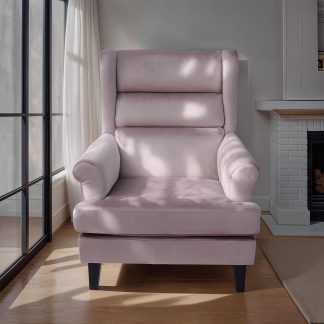 Loretta Armchair Mink Velvet Cushioned Ribbed Back