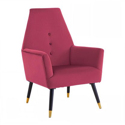 Loretta Accent Chair Red Wine Velvet Button Detail Armchair - Image 5