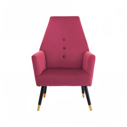 Loretta Accent Chair Red Wine Velvet Button Detail Armchair - Image 4