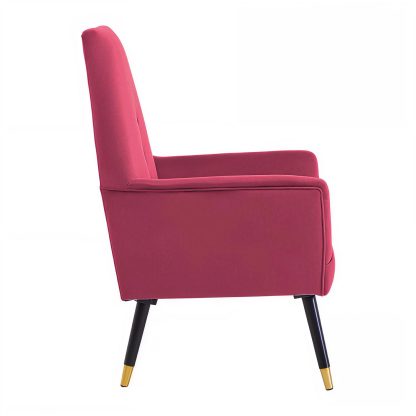 Loretta Accent Chair Red Wine Velvet Button Detail Armchair - Image 6