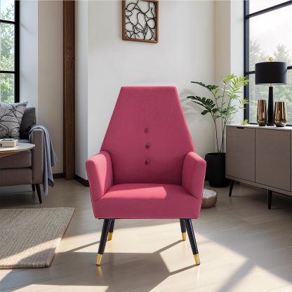 Loretta Accent Chair Red Wine Velvet Button Detail Armchair