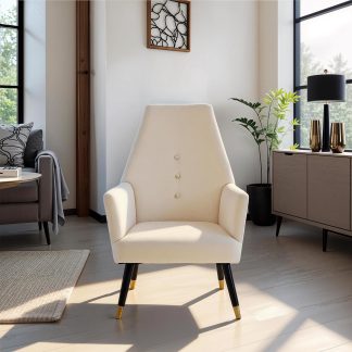 Loretta Accent Chair Stone Velvet Button Detail Armchair