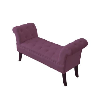 Window Seat Button Tufted Purple Velvet Cushioned Bench - Image 5