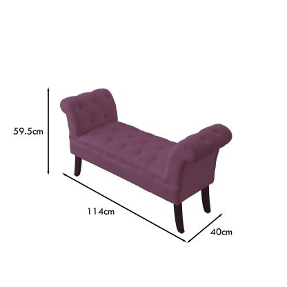 Window Seat Button Tufted Purple Velvet Cushioned Bench - Image 2