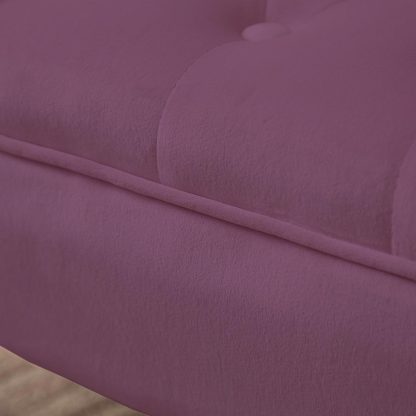 Window Seat Button Tufted Purple Velvet Cushioned Bench - Image 7