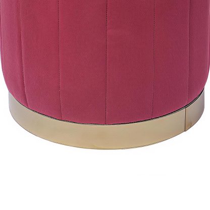 Loretta Barrel Stool Red Wine Velvet Tufted Vintage Style Puffe Seat - Image 4