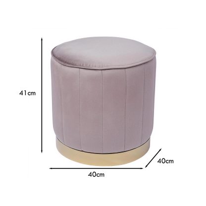 Loretta Barrel Stool Mink Velvet Tufted Vintage Style Puffe Seat - Image 2