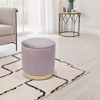 Loretta Barrel Stool Mink Velvet Tufted Vintage Style Puffe Seat