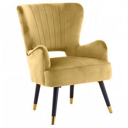 Loretta Armchair Mustard Velvet Cut Out Chair - Image 5