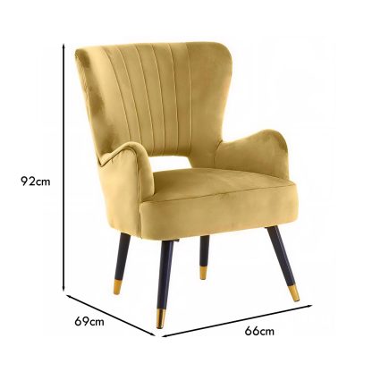 Loretta Armchair Mustard Velvet Cut Out Chair - Image 2