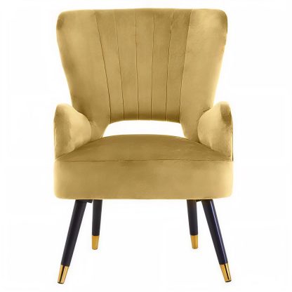 Loretta Armchair Mustard Velvet Cut Out Chair - Image 4