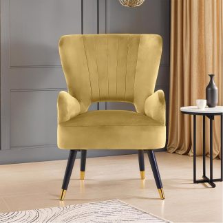 Loretta Armchair Mustard Velvet Cut Out Chair