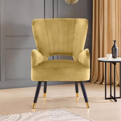 Loretta Armchair Mustard Velvet Cut Out Chair