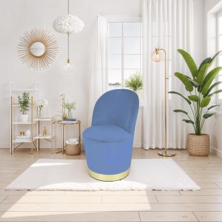 Loretta Barrel Chair Mdinight Blue Velvet Lightweight Accent Chair