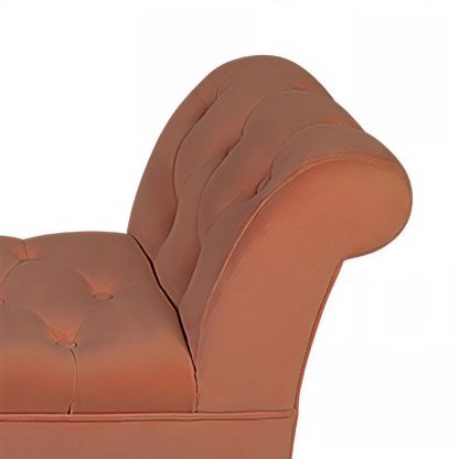 Window Seat Button Tufted Burnt Orange Velvet Cushioned Bench - Image 7