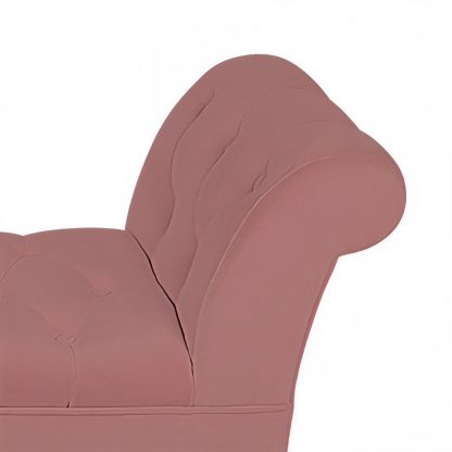Window Seat Button Tufted Pink Velvet Cushioned Bench - Image 6