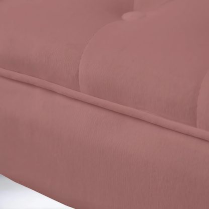 Window Seat Button Tufted Pink Velvet Cushioned Bench - Image 7