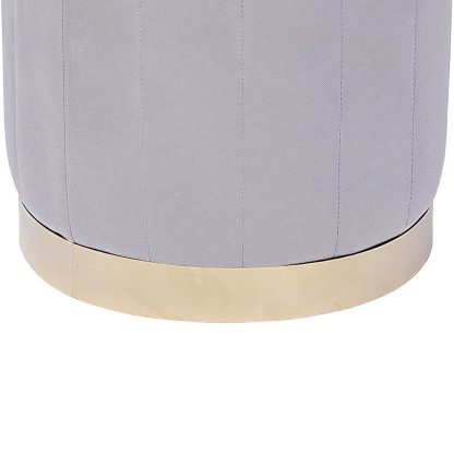 Loretta Barrel Stool Grey Velvet Tufted Vintage Style Puffe Seat - Image 5