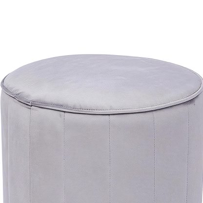 Loretta Barrel Stool Grey Velvet Tufted Vintage Style Puffe Seat - Image 4