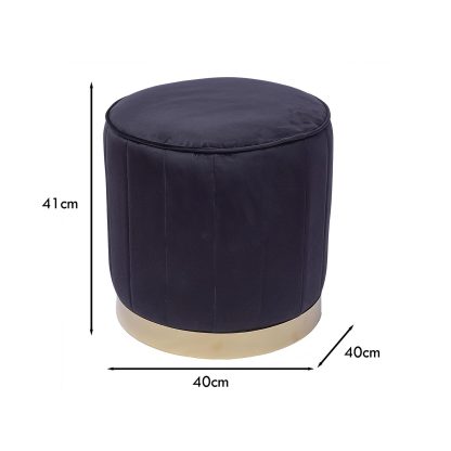 Loretta Barrel Stool Black Velvet Tufted Vintage Style Puffe Seat - Image 2
