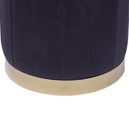 Loretta Barrel Stool Black Velvet Tufted Vintage Style Puffe Seat - Image 4