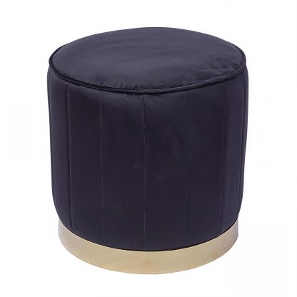 Loretta Barrel Stool Black Velvet Tufted Vintage Style Puffe Seat - Image 3