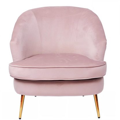 Loretta Armchair Dusty Pink Velvet Padded Cushioned Tub Chair - Image 3
