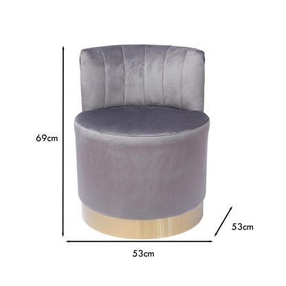 Loretta Barrel Chair Grey Velvet Accent Chair - Image 2