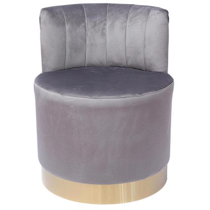 Loretta Barrel Chair Grey Velvet Accent Chair - Image 3
