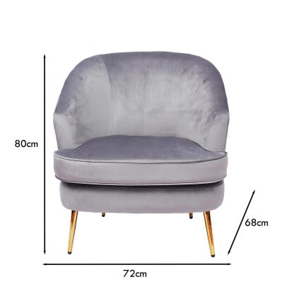 Loretta Armchair Grey Velvet Padded Cushioned Tub Chair - Image 2