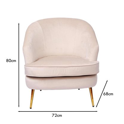 Loretta Armchair Stone Velvet Padded Cushioned Tub Chair - Image 2