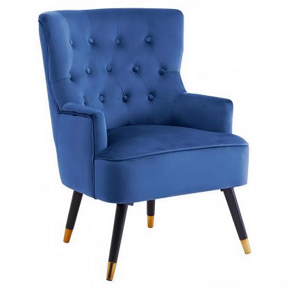 Loretta Accent Chair Midnight Blue Velvet Button Tufted Armchair - Image 5