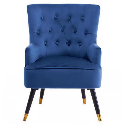 Loretta Accent Chair Midnight Blue Velvet Button Tufted Armchair - Image 4