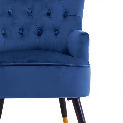Loretta Accent Chair Midnight Blue Velvet Button Tufted Armchair - Image 6