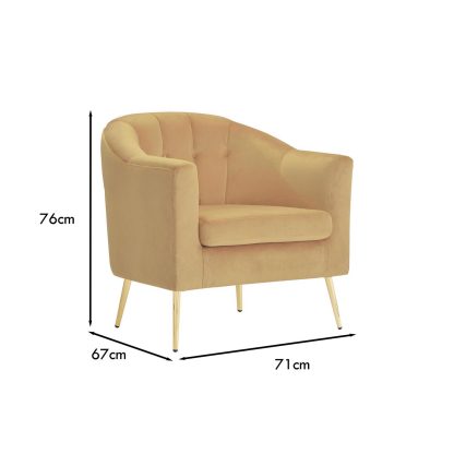 Loretta Tub Chair Mustard Velvet Armchair - Image 2