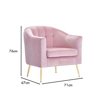 Loretta Tub Chair Dusty Pink Velvet Armchair - Image 2