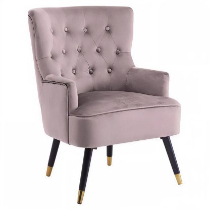 Loretta Accent Chair Mink Velvet Button Tufted Armchair - Image 5