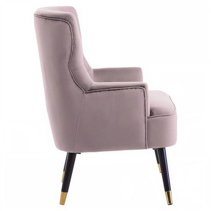 Loretta Accent Chair Mink Velvet Button Tufted Armchair - Image 8